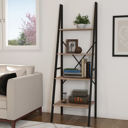 Hastings Home 4-Tier Ladder-Style Bookcase, Gray 837541PJL